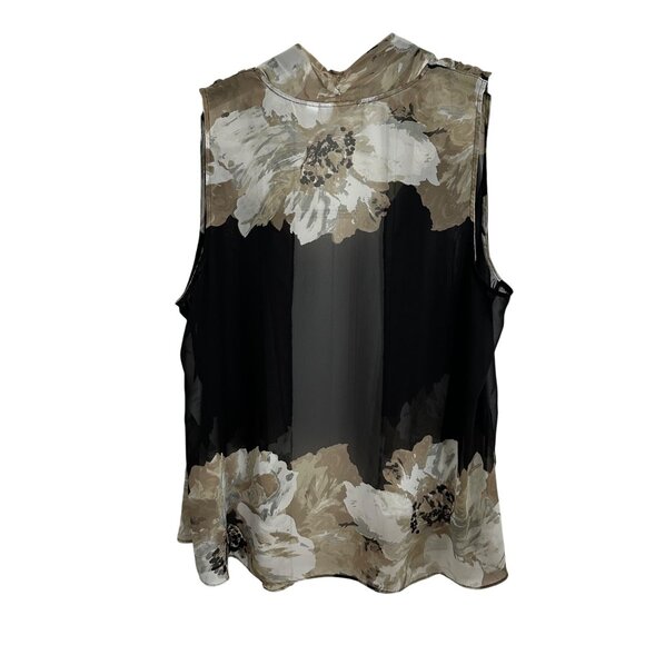 Susan Graver Printed Sheer Chiffon Vest Size 2X Dark Floral Artsy Whimsigoth HTF - Picture 2 of 5